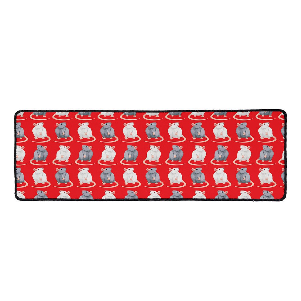 Chinese Rat Zodiac Pattern Print Long Kitchen Mat