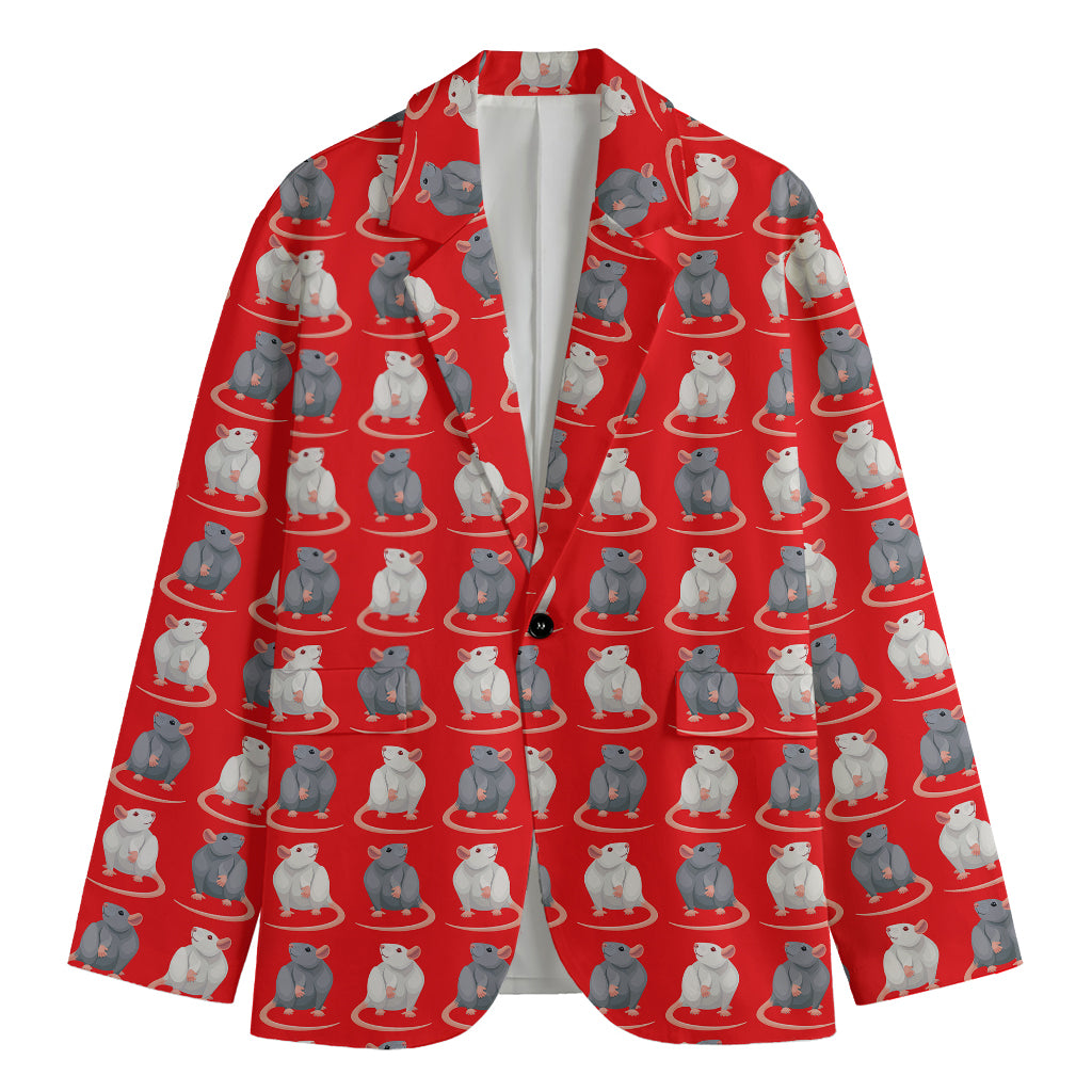 Chinese Rat Zodiac Pattern Print Men's Blazer