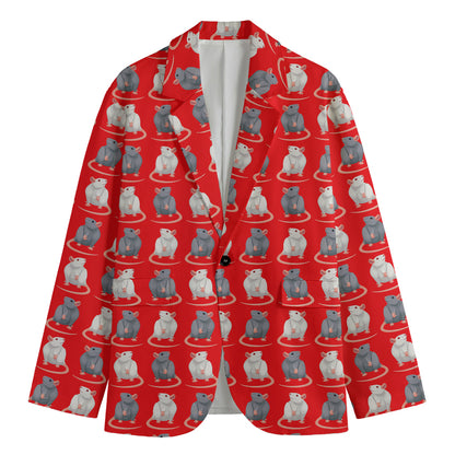 Chinese Rat Zodiac Pattern Print Men's Blazer