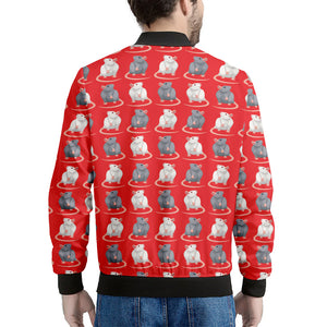 Chinese Rat Zodiac Pattern Print Men's Bomber Jacket