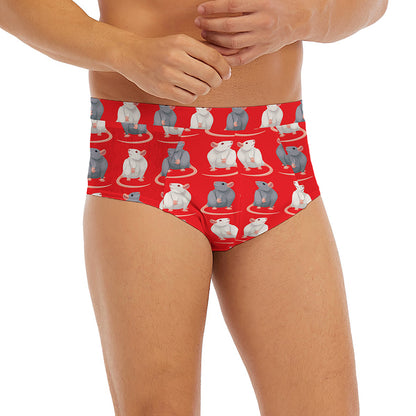 Chinese Rat Zodiac Pattern Print Men's Briefs