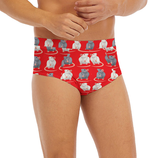 Chinese Rat Zodiac Pattern Print Men's Briefs