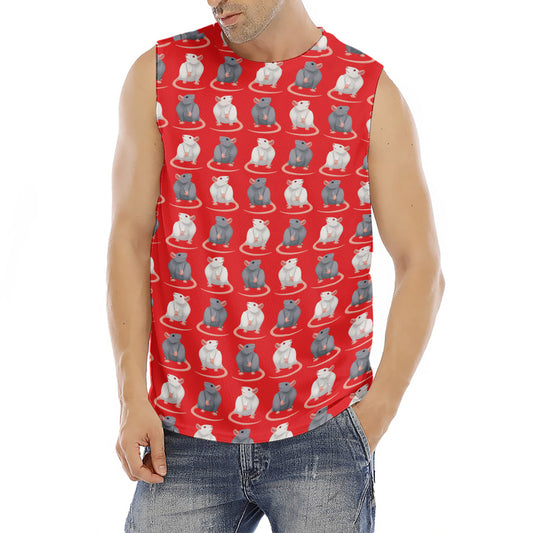 Chinese Rat Zodiac Pattern Print Men's Fitness Tank Top