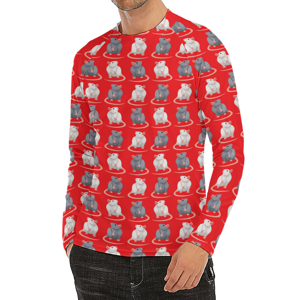 Chinese Rat Zodiac Pattern Print Men's Long Sleeve Rash Guard