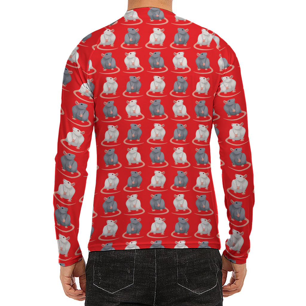 Chinese Rat Zodiac Pattern Print Men's Long Sleeve Rash Guard