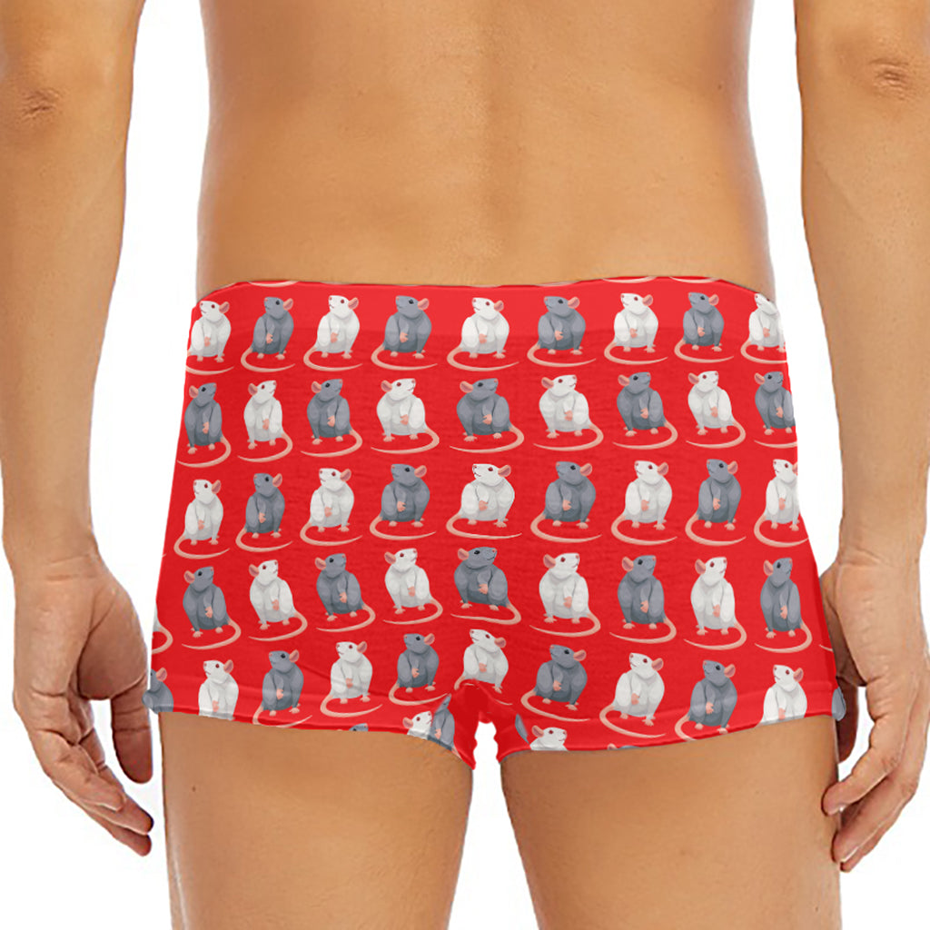 Chinese Rat Zodiac Pattern Print Men's Short Boxer Briefs