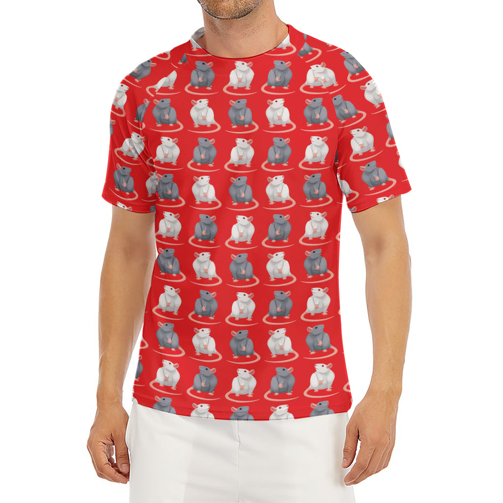Chinese Rat Zodiac Pattern Print Men's Short Sleeve Rash Guard