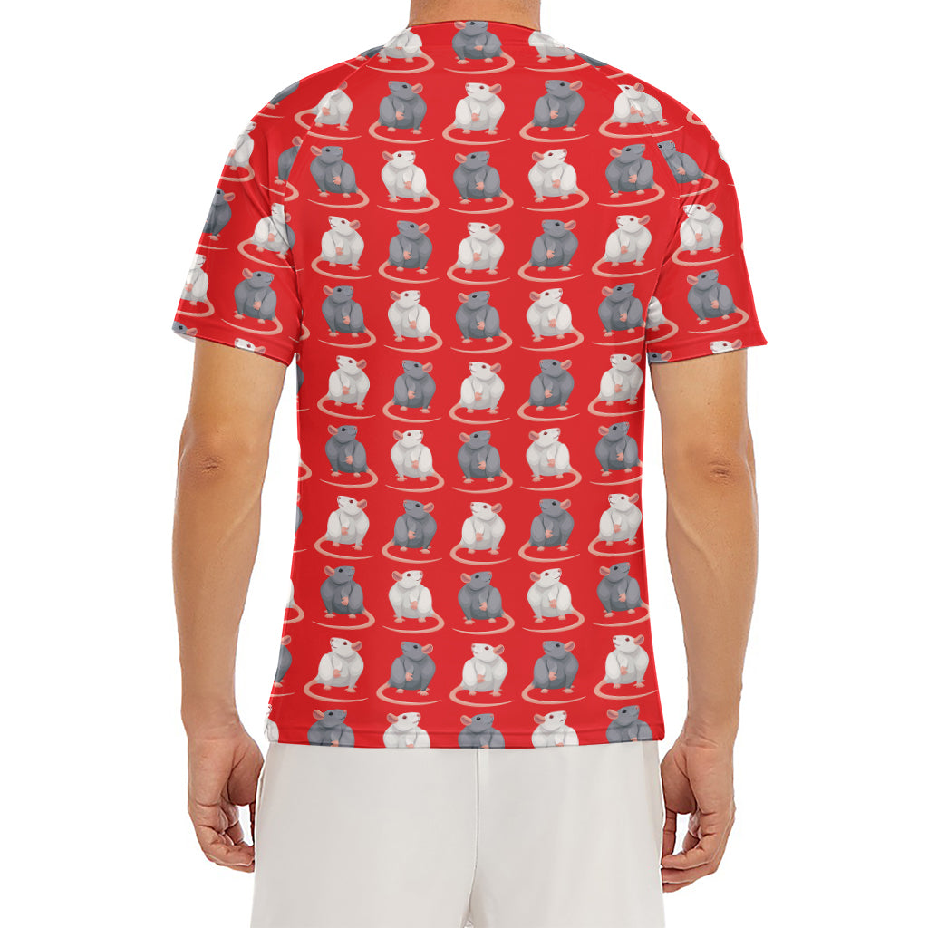Chinese Rat Zodiac Pattern Print Men's Short Sleeve Rash Guard