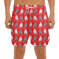 Chinese Rat Zodiac Pattern Print Men's Split Running Shorts
