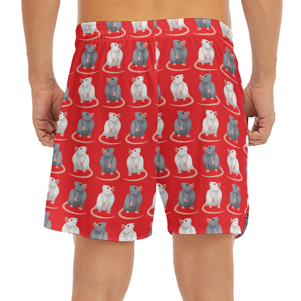 Chinese Rat Zodiac Pattern Print Men's Split Running Shorts
