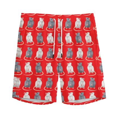 Chinese Rat Zodiac Pattern Print Men's Sports Shorts