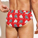 Chinese Rat Zodiac Pattern Print Men's Swim Briefs