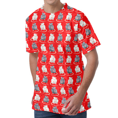 Chinese Rat Zodiac Pattern Print Men's Velvet T-Shirt