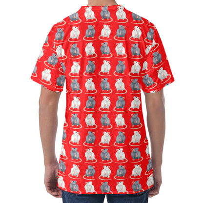 Chinese Rat Zodiac Pattern Print Men's Velvet T-Shirt