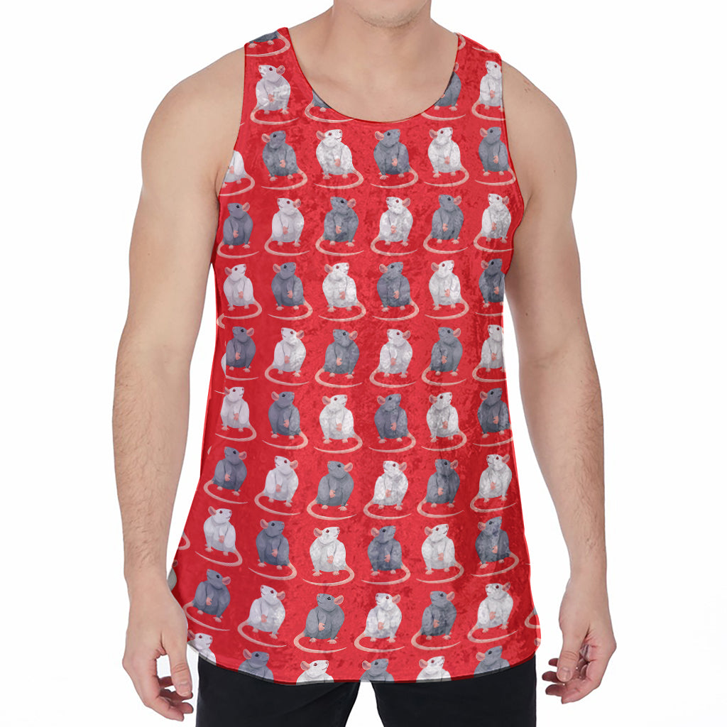Chinese Rat Zodiac Pattern Print Men's Velvet Tank Top