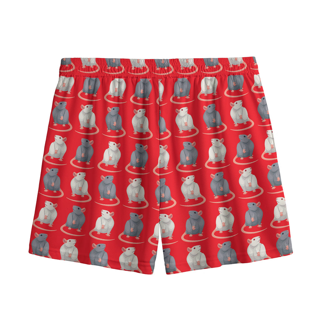 Chinese Rat Zodiac Pattern Print Mesh Shorts