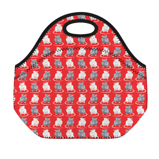 Chinese Rat Zodiac Pattern Print Neoprene Lunch Bag