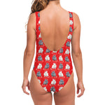 Chinese Rat Zodiac Pattern Print One Piece Swimsuit