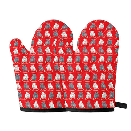 Chinese Rat Zodiac Pattern Print Oven Mitts