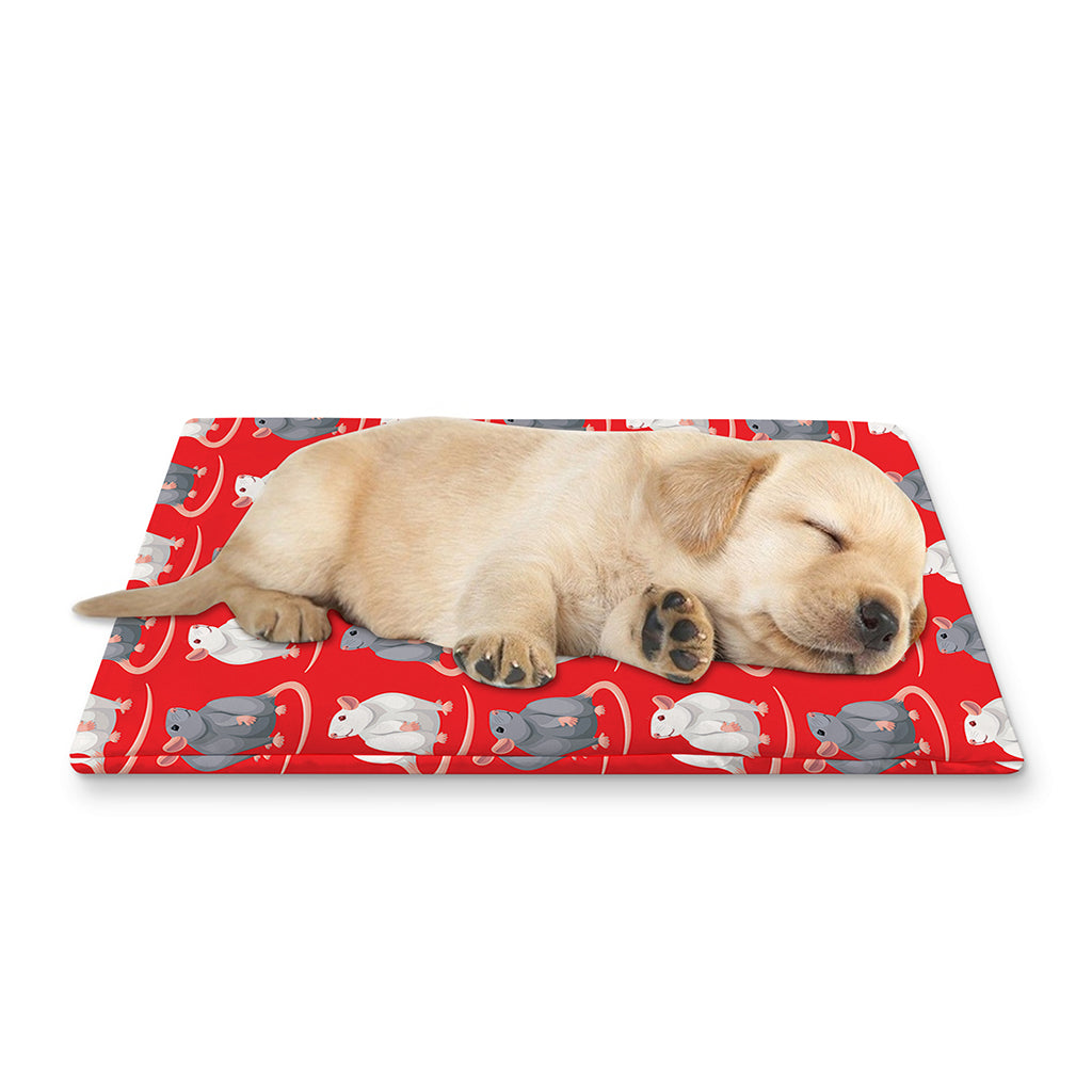 Chinese Rat Zodiac Pattern Print Pet Cooling Mat Cover