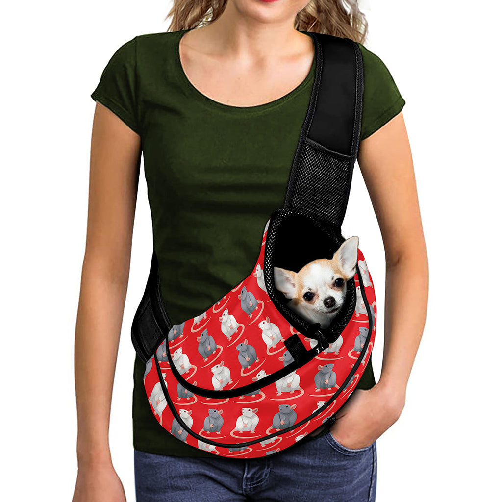 Chinese Rat Zodiac Pattern Print Pet Sling Carrier