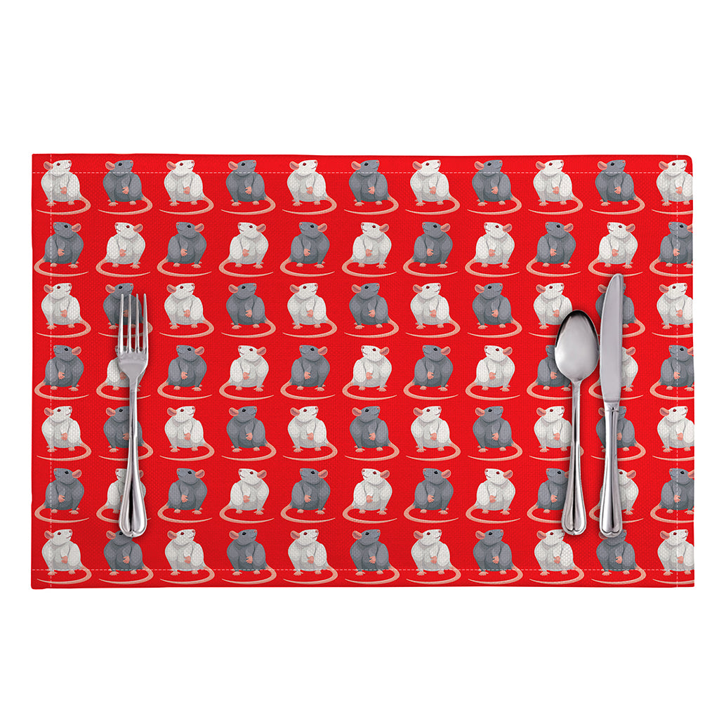 Chinese Rat Zodiac Pattern Print Placemat