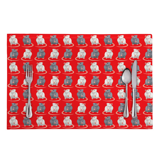 Chinese Rat Zodiac Pattern Print Placemat
