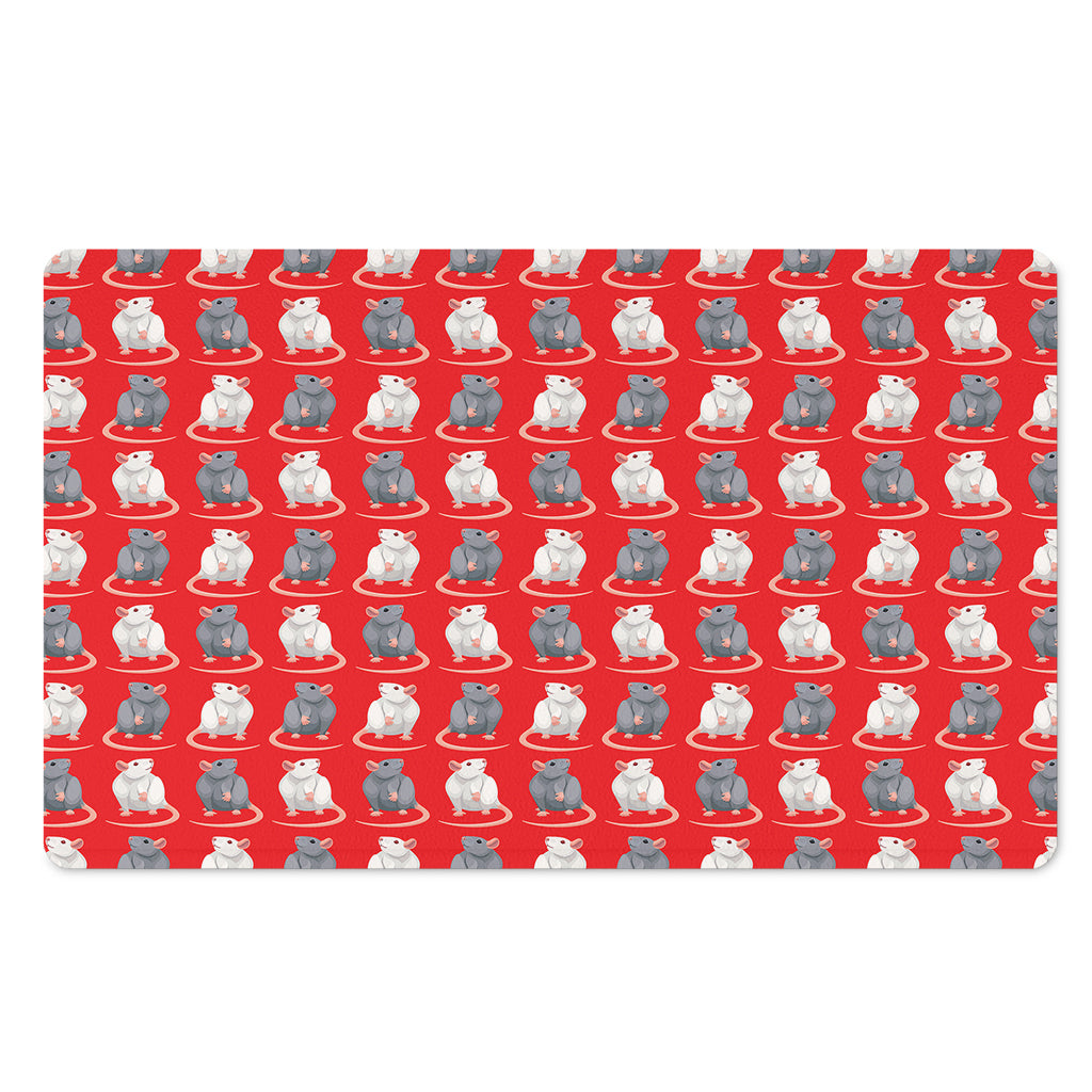 Chinese Rat Zodiac Pattern Print Polyester Doormat