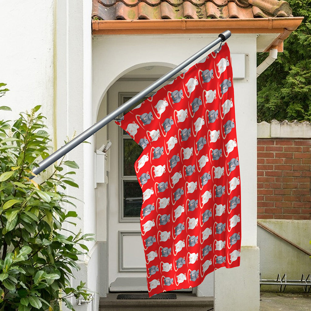 Chinese Rat Zodiac Pattern Print Polyester Flag