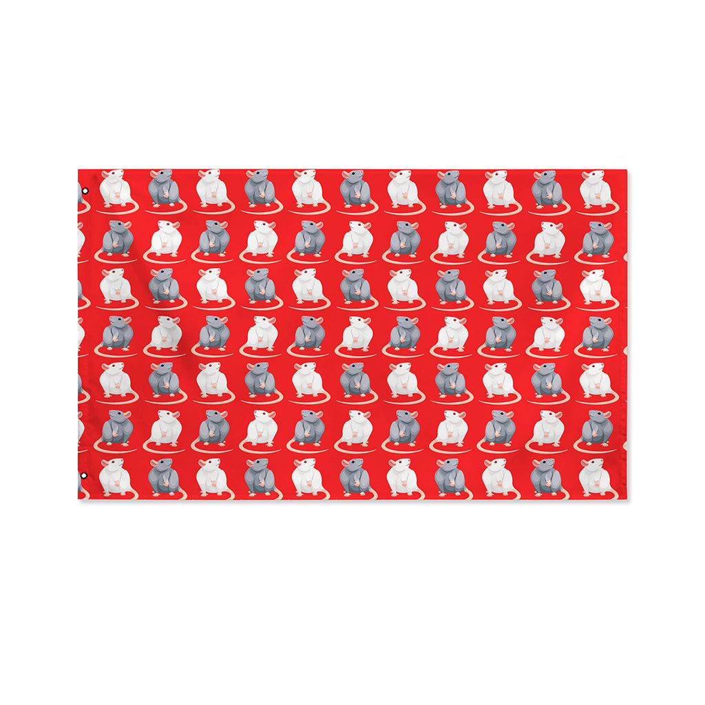 Chinese Rat Zodiac Pattern Print Polyester Flag