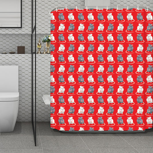 Chinese Rat Zodiac Pattern Print Polyester Shower Curtain