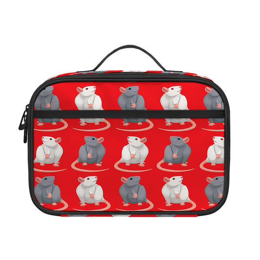 Chinese Rat Zodiac Pattern Print Portable Lunch Bag