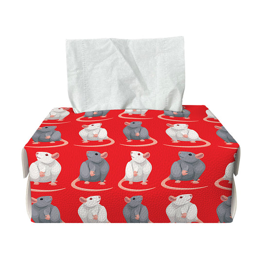 Chinese Rat Zodiac Pattern Print Rectangle Tissue Box Cover