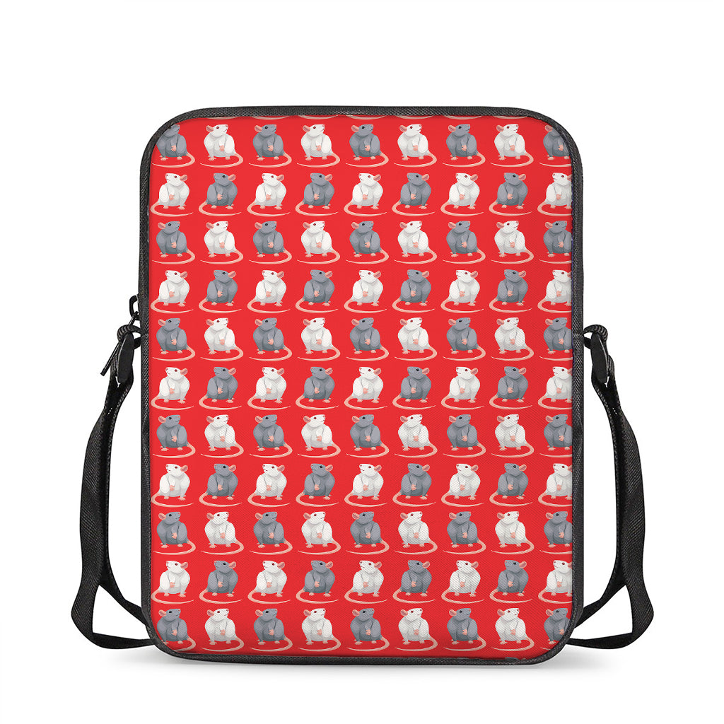 Chinese Rat Zodiac Pattern Print Rectangular Crossbody Bag