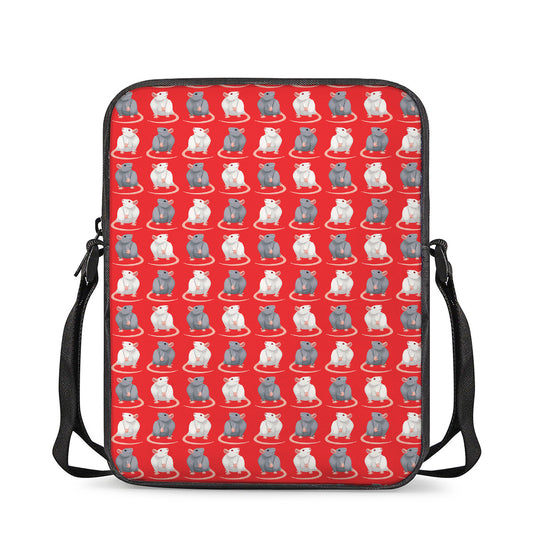 Chinese Rat Zodiac Pattern Print Rectangular Crossbody Bag