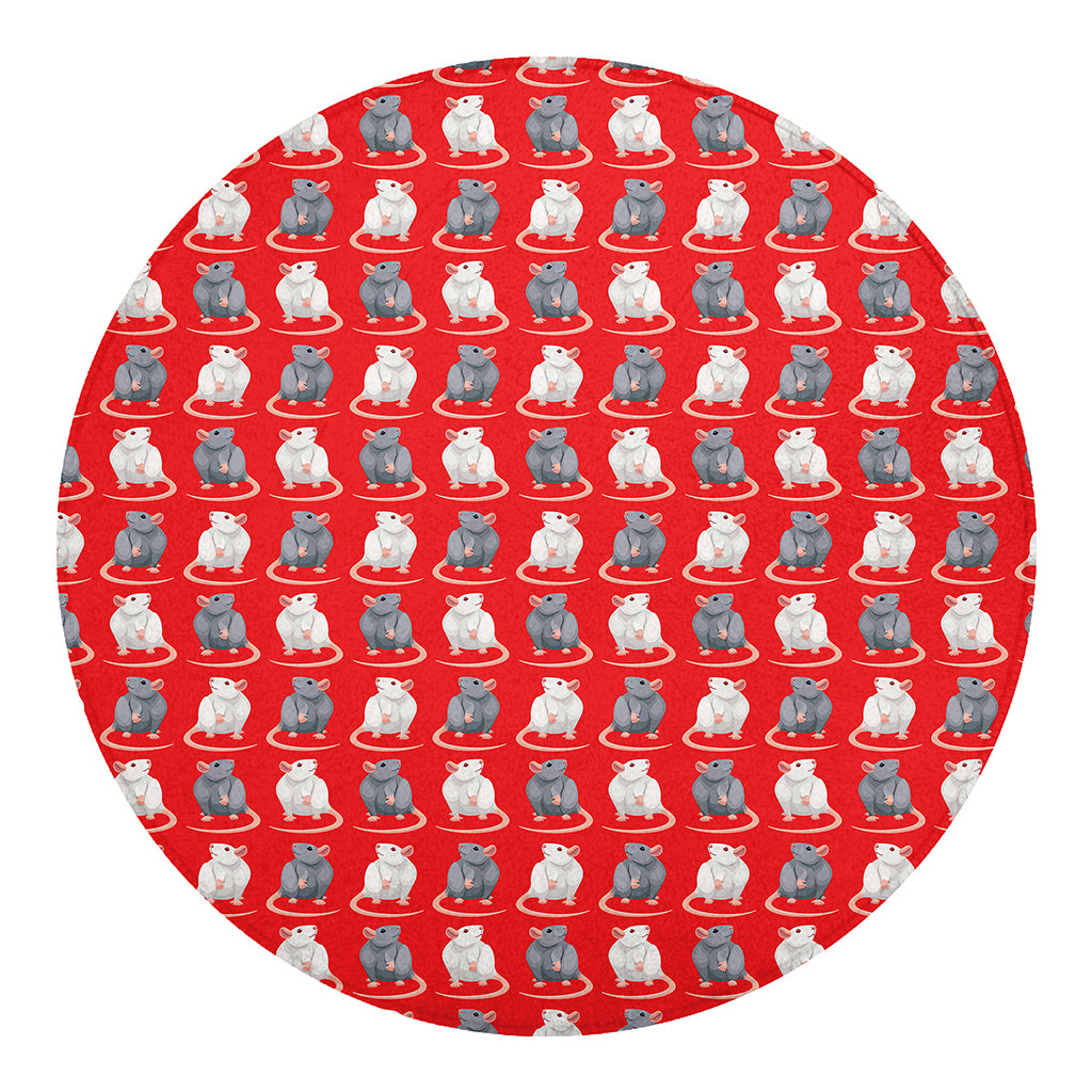 Chinese Rat Zodiac Pattern Print Round Blanket