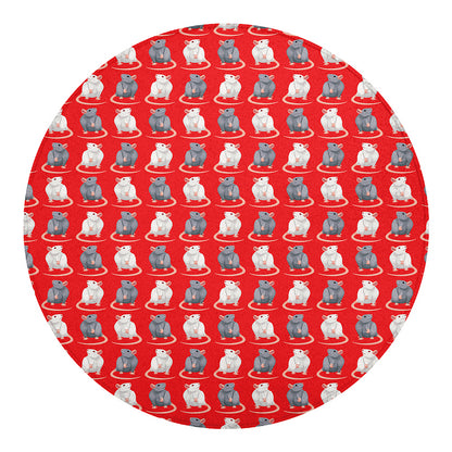 Chinese Rat Zodiac Pattern Print Round Blanket