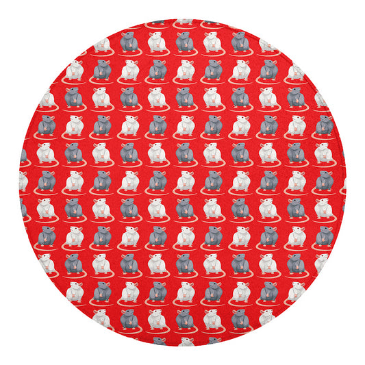 Chinese Rat Zodiac Pattern Print Round Blanket