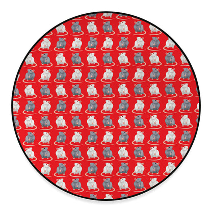 Chinese Rat Zodiac Pattern Print Round Floor Mat