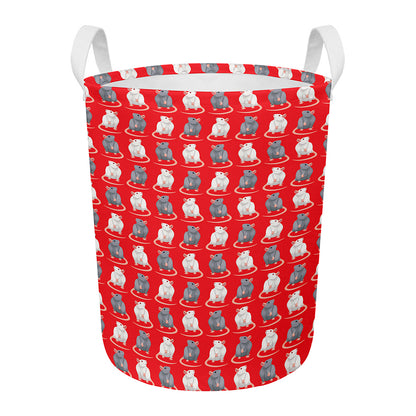 Chinese Rat Zodiac Pattern Print Round Laundry Basket