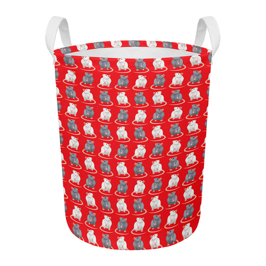 Chinese Rat Zodiac Pattern Print Round Laundry Basket