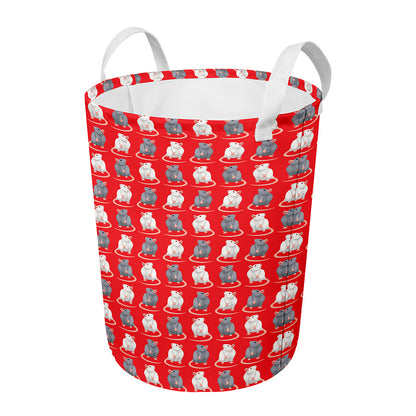 Chinese Rat Zodiac Pattern Print Round Laundry Basket