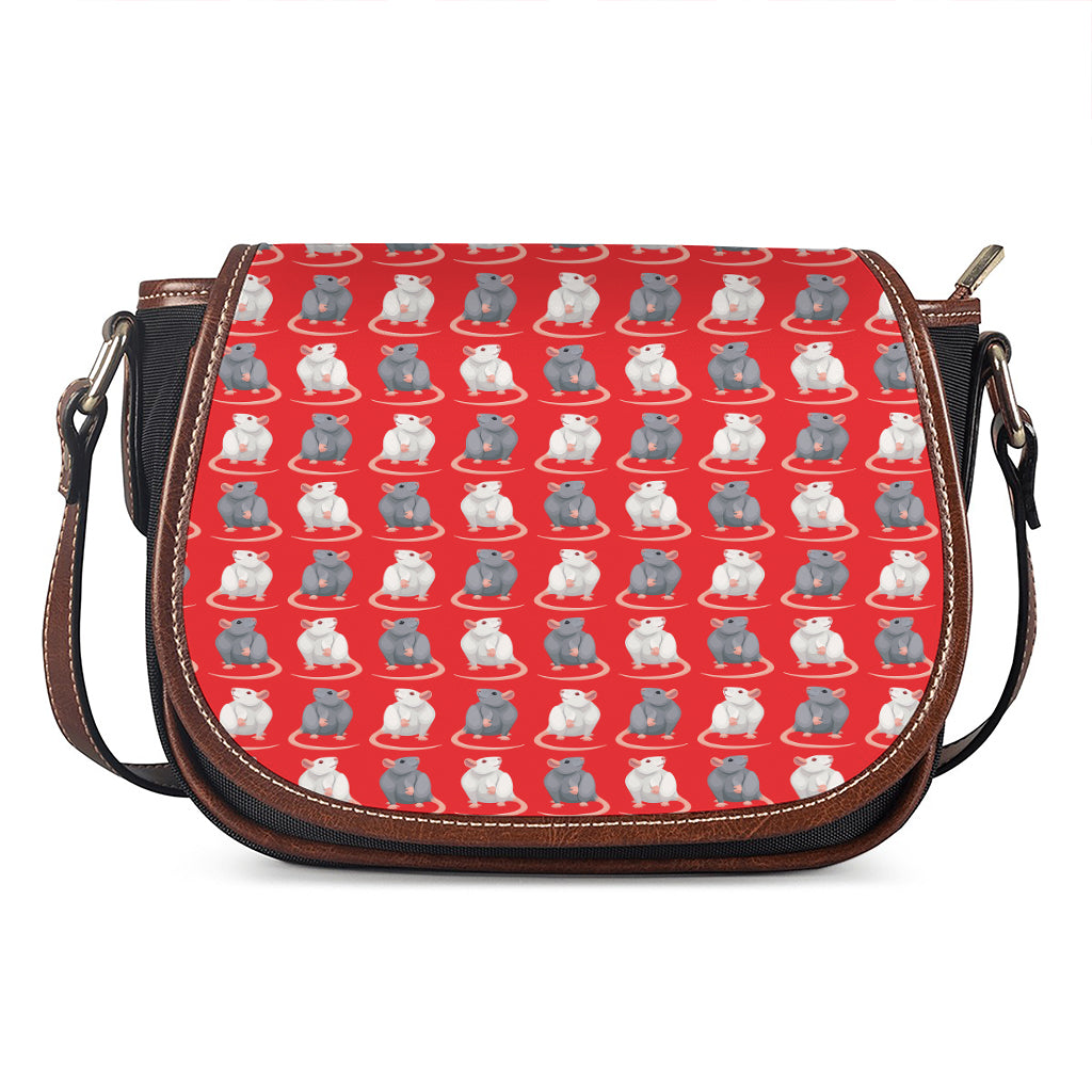 Chinese Rat Zodiac Pattern Print Saddle Bag
