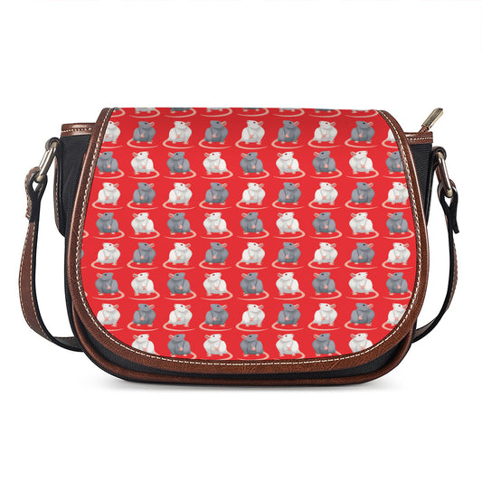 Chinese Rat Zodiac Pattern Print Saddle Bag