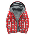 Chinese Rat Zodiac Pattern Print Sherpa Lined Zip Up Hoodie