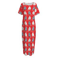 Chinese Rat Zodiac Pattern Print Short Sleeve Long Nightdress