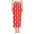 Chinese Rat Zodiac Pattern Print Side Slit Maxi Skirt