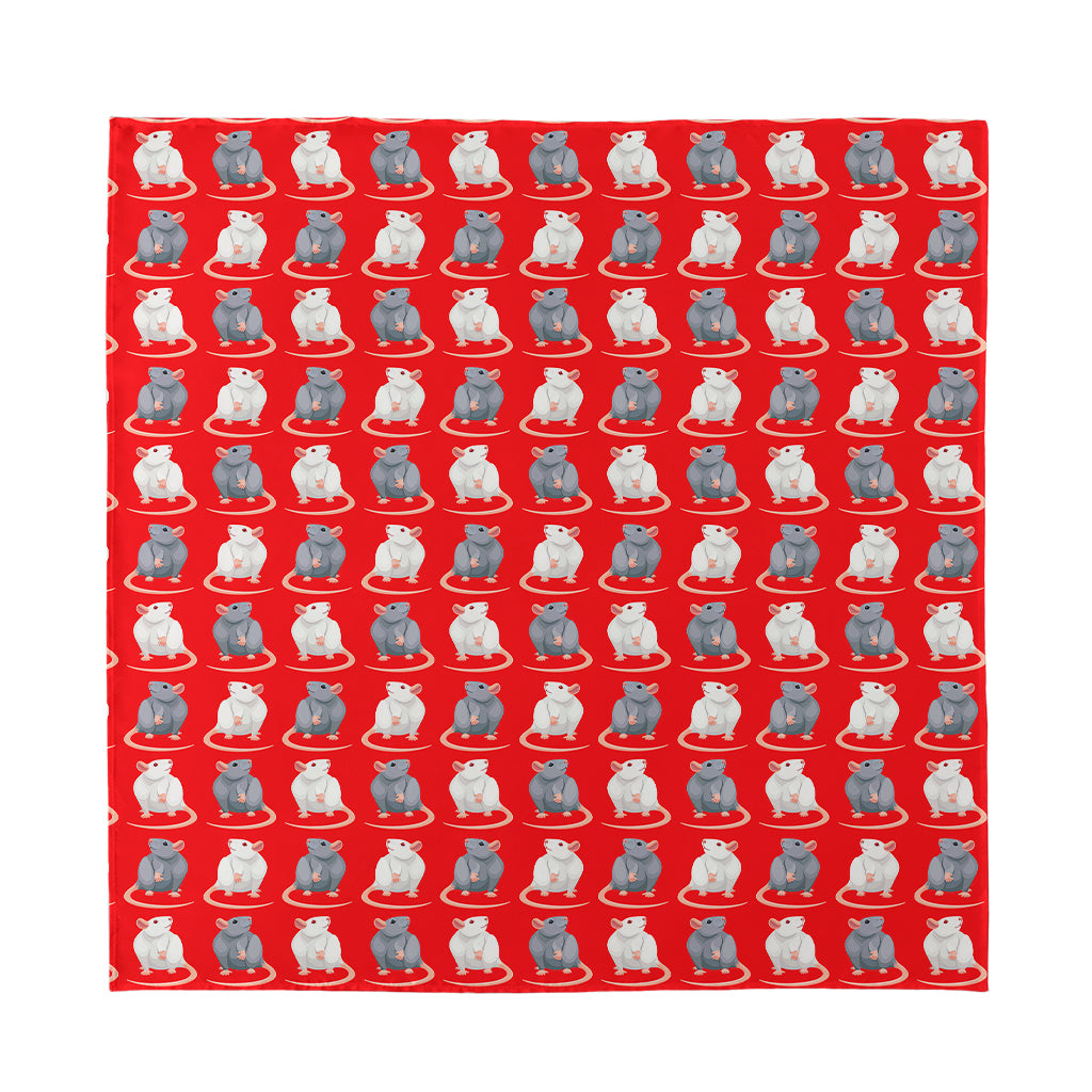 Chinese Rat Zodiac Pattern Print Silk Bandana