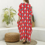Chinese Rat Zodiac Pattern Print Silk V-Neck Kaftan Dress