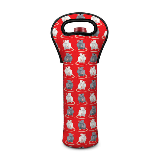 Chinese Rat Zodiac Pattern Print Single Neoprene Wine Tote